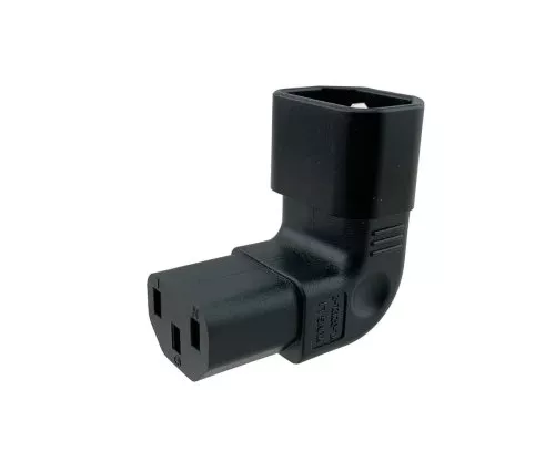 Power adapter C13 to C14 angled, YL-3212L-2 IEC 60320-C13/14 horizontal angled, top/bottom
